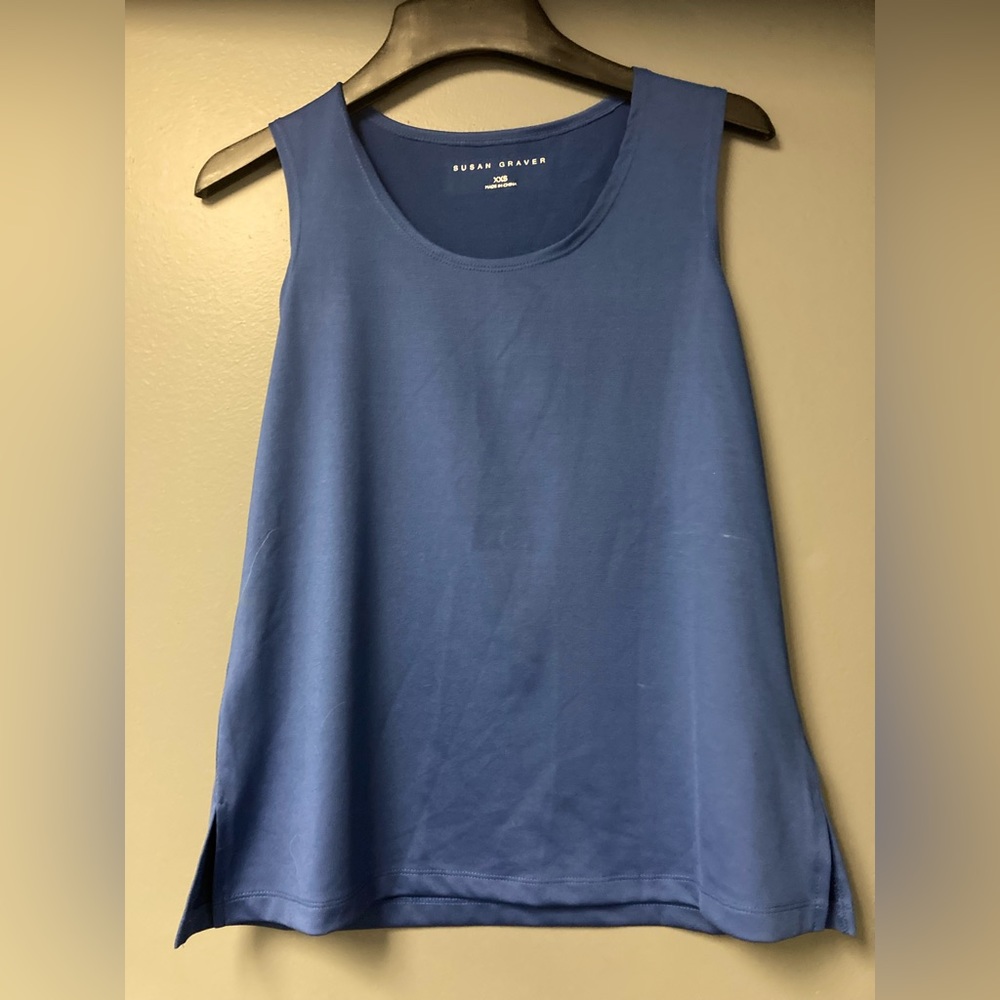 💛TODAY***$10***Susan Graver navy blue liquid knit tank.